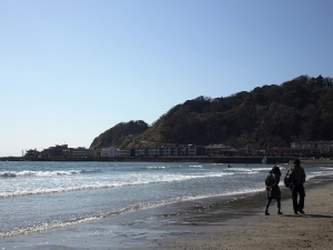 鎌倉の海岸(神奈川県鎌倉市、2020年2月24日)